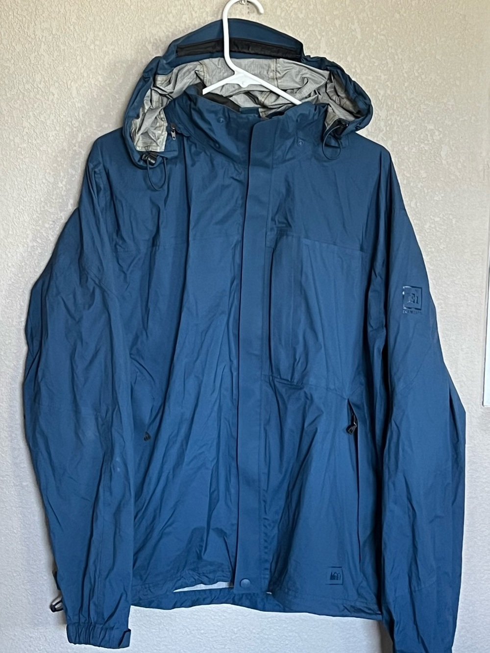 REI E1 Elements Rain Track Hiking Jacket Womens Size XL Blue
